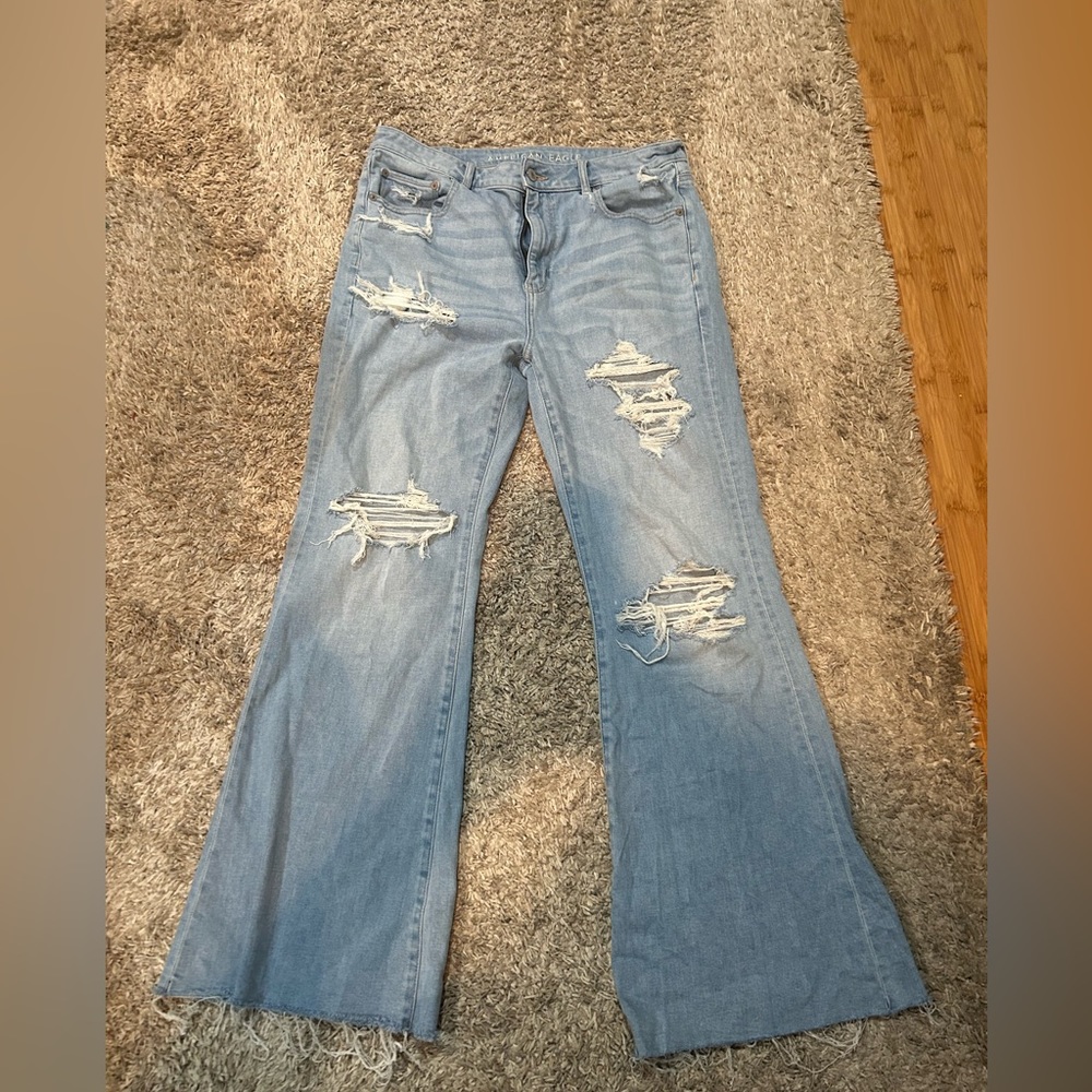 American eagle 12 distressed flare jeans